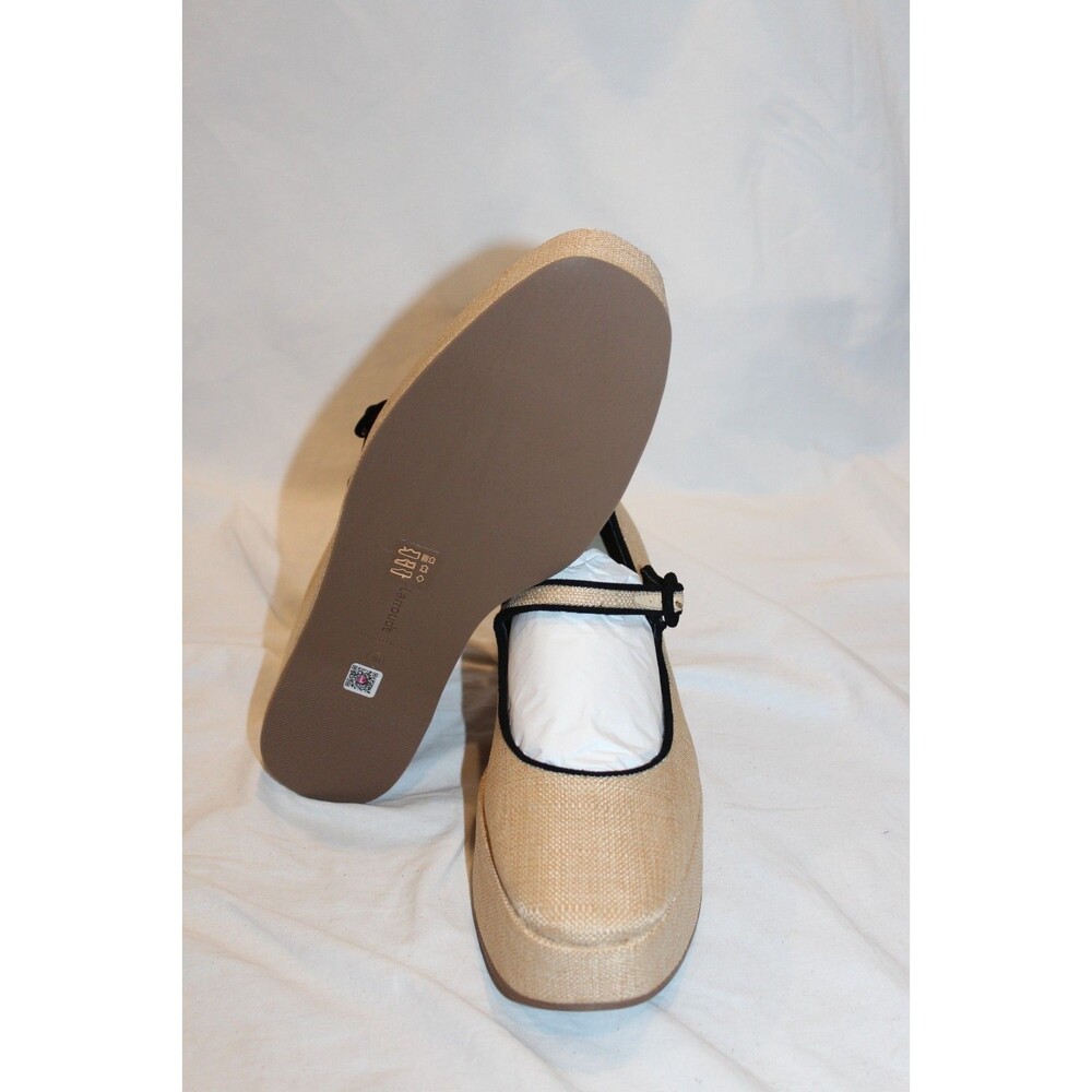 Larroude Women's Blair Raffia Mary Jane Platforms Beige Black NEW $330 SZ 10 - Picture 7 of 7